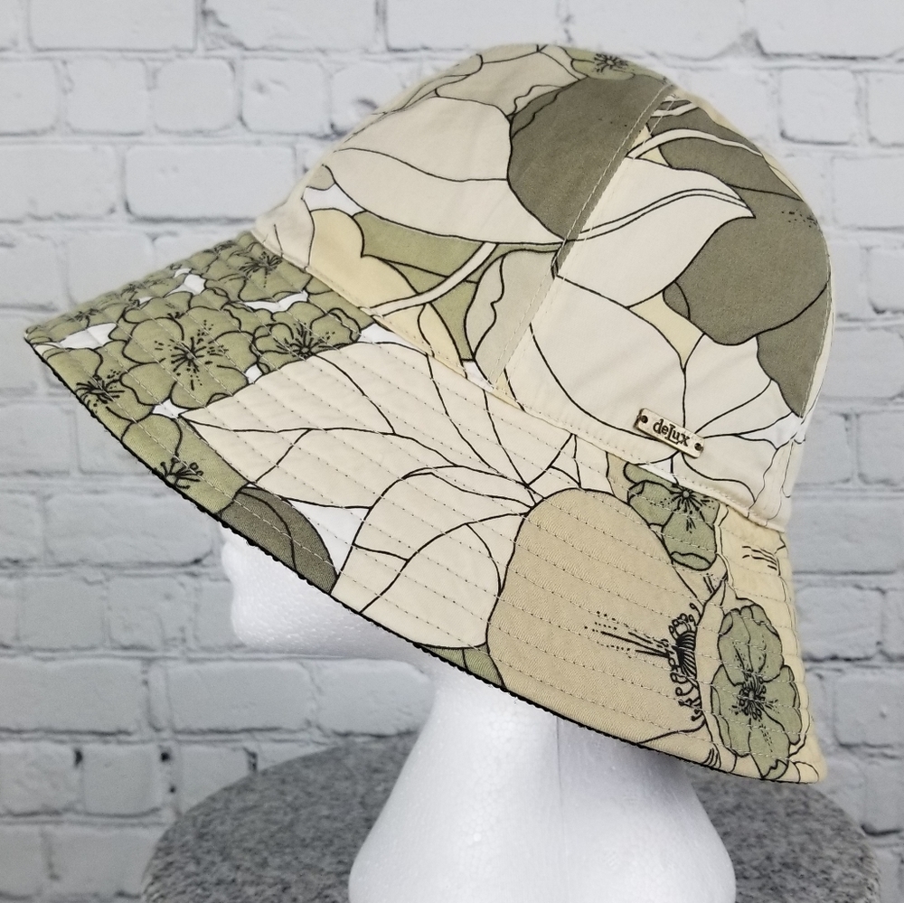 DELUX | linen & jute floral flower bucket hat